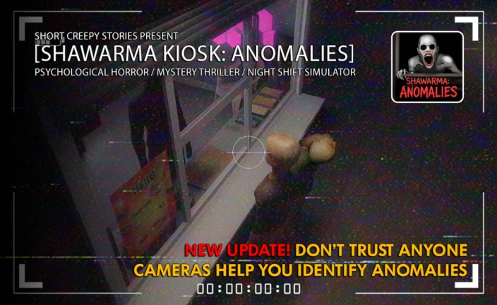 Scary Shawarma Kiosk gameplay showing Scary Shawarma CCTV camera view with Scary Shawarma anomaly detection in the horror game
